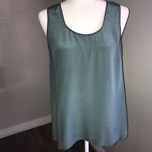 Anthropology Maeve Silk Tank Top Green Black SZ 12